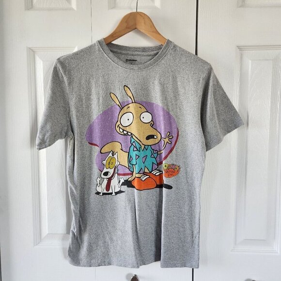 4/$25 Nickelodeon Rocko's Modern Life Gray Short Sleeve Graphic T-Shirt - Picture 1 of 8